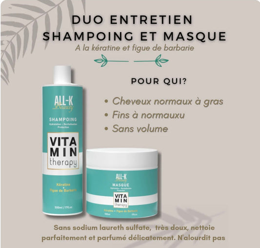 Kit shampoing + masque vitamin therapy figue de barbarie - all-k beauty